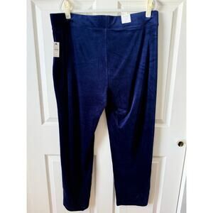 Talbots NWT Blue Velour Straight Leg Pants Womens Size 2X Athleisure Cozy